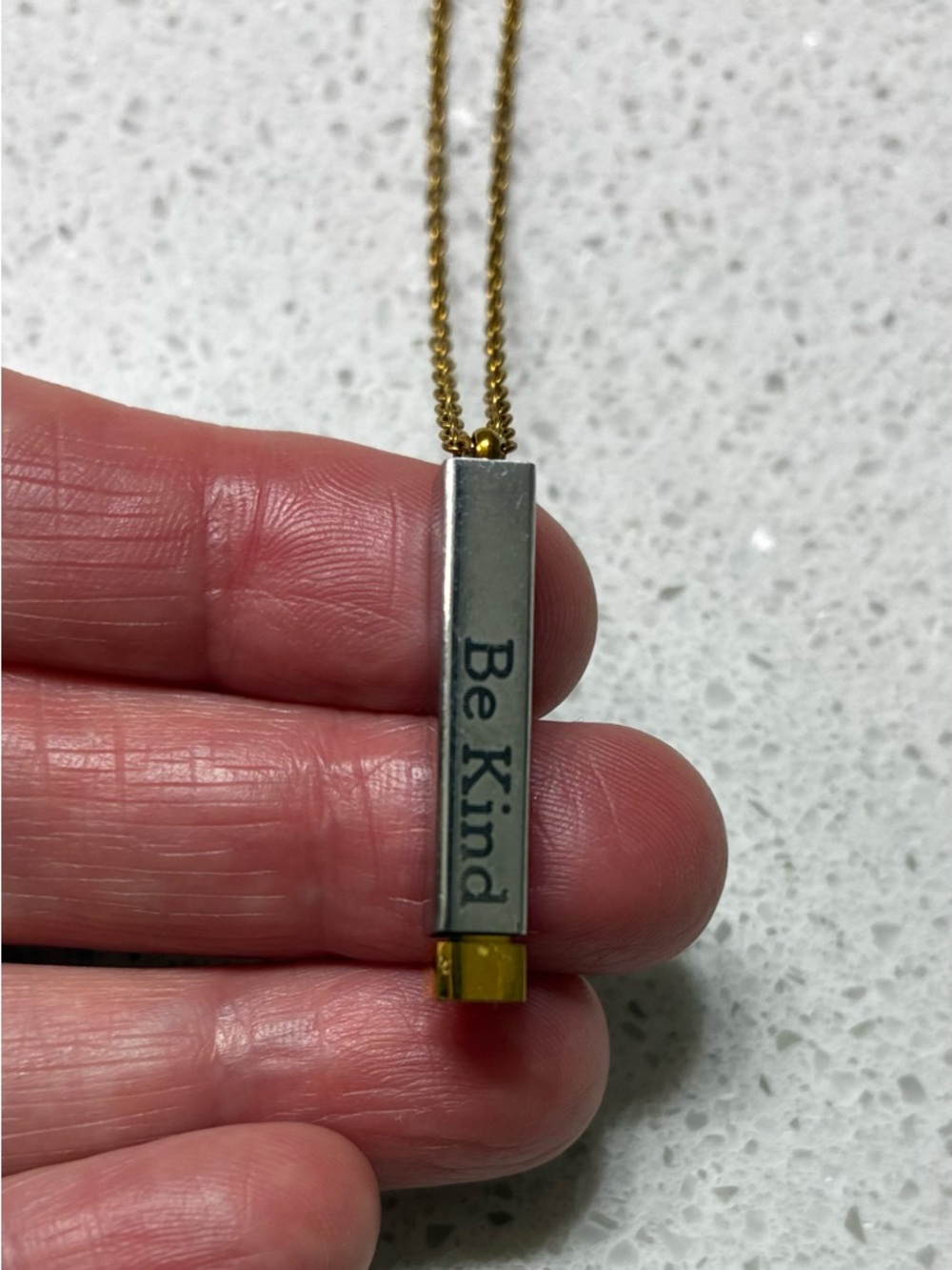 Fun Be Kind (of a B*%#!) Silver & Gold Vertical Bar Pendant Necklace